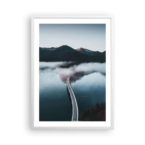 Affiche dans un cadre blanc - Poster - Sur une eau aussi lisse qu'un miroir - 50x70 cm