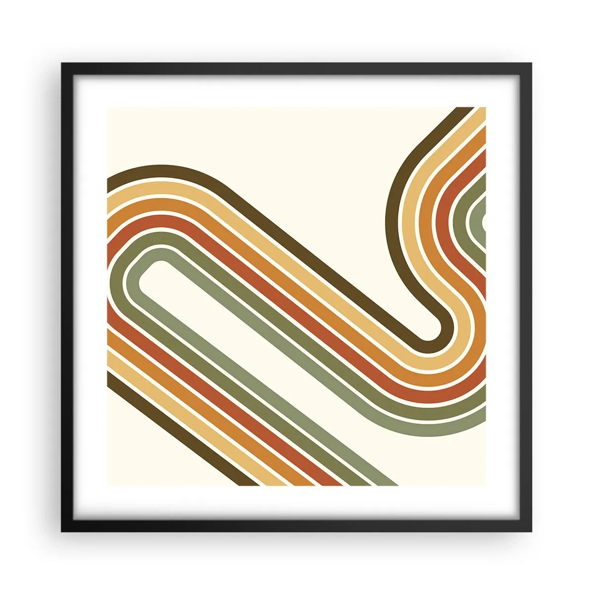 Affiche dans un cadre noir - Poster - En zig zag vers le but - 50x50 cm