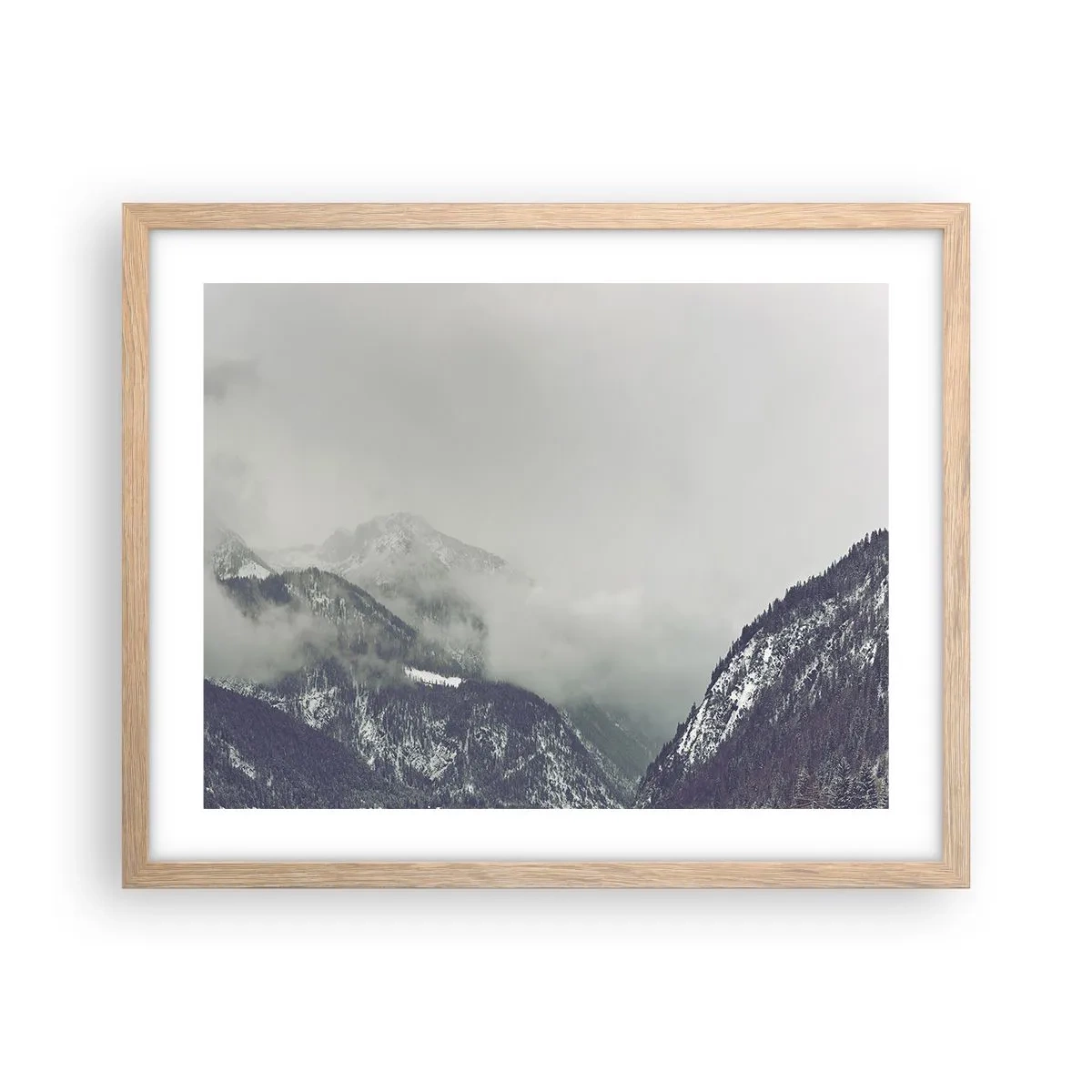 Affiche dans un chêne clair - Poster - Vallée brumeuse - 50x40 cm