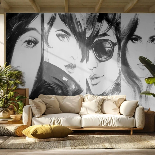 Papier Peint Autocollant Deluxe Sticker - La beauté multipliée - Femme, Les yeux de la femme, Portrait d'une femme - 300x210 cm