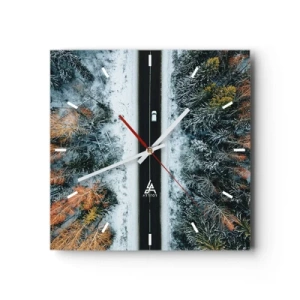 Horloge murale - Pendule murale - Couper à travers la forêt d'hiver - 40x40 cm