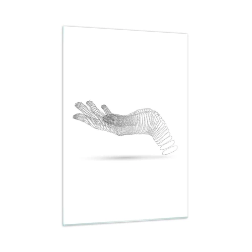 Impression sur verre - Image sur verre - Graphique minimaliste d'une main faite de points - 50x70cm - La main ressort - Décoration murale moderne pour le salon et la chambre ARTTOR