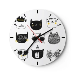 Horloge murale - Pendule murale - Illustrations amusantes de visages de chats - 30x30cm - Tous les autres - Décoration murale moderne pour le salon, la cuisine et la chambre ARTTOR