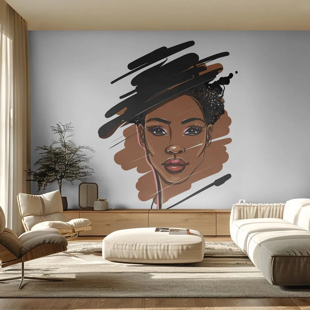 Papier Peint Autocollant Deluxe Sticker - Doux comme le chocolat - Femme, Mode, Portrait d'une femme - 250x175 cm