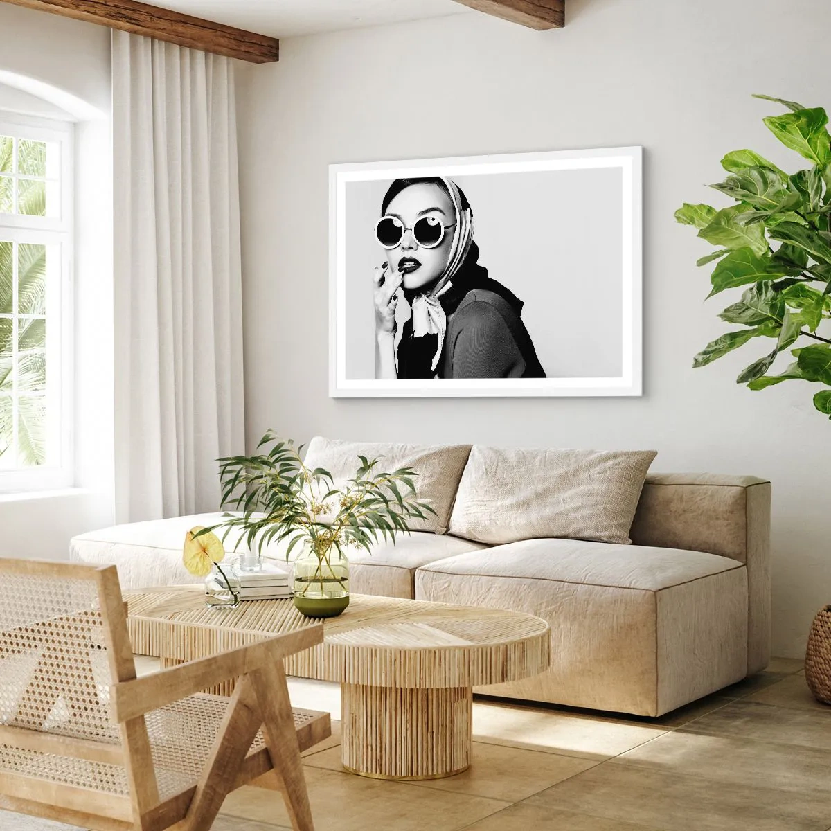 Affiche dans un cadre blanc - Poster - Salutations des années 60 - 70x50 cm