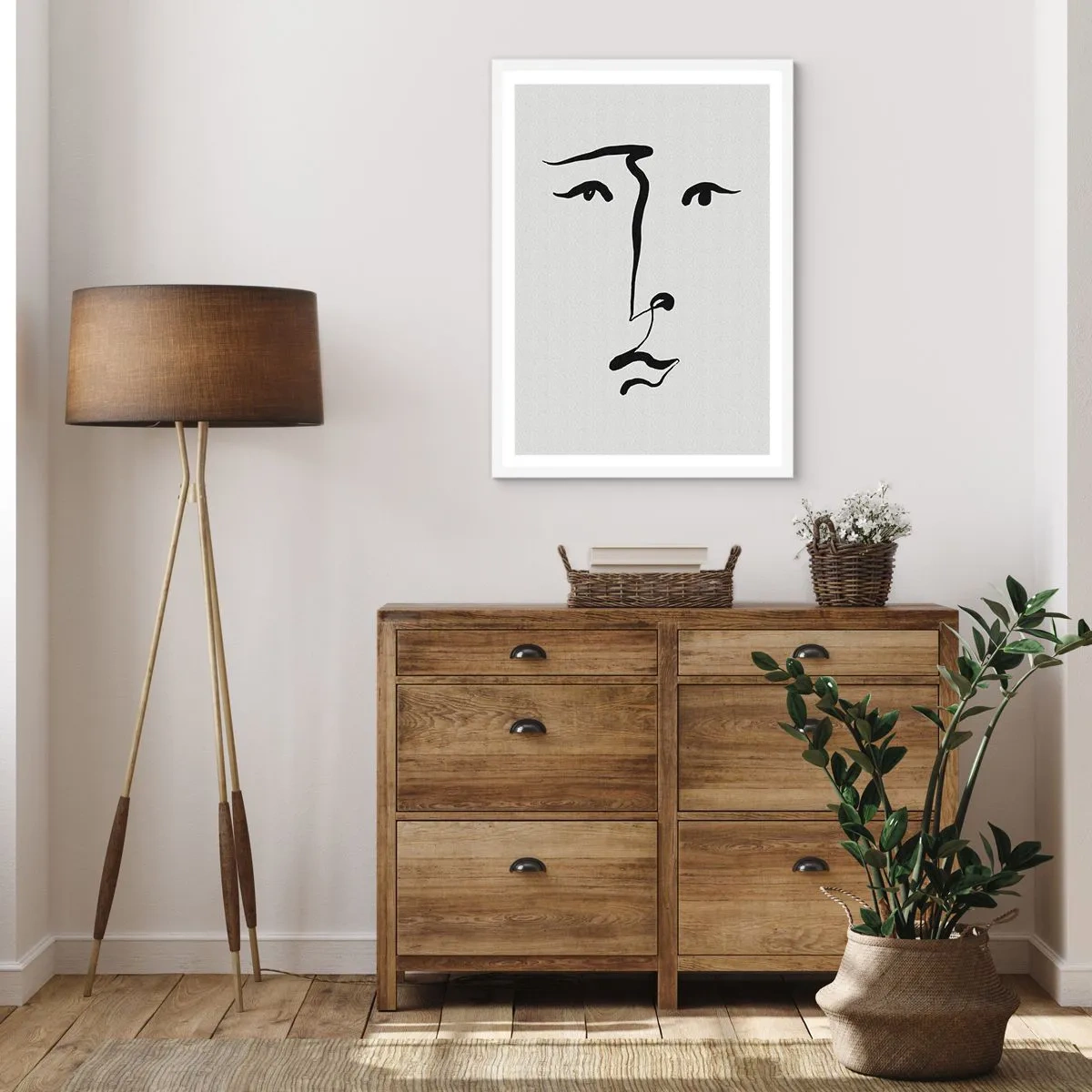 Affiche dans un cadre blanc - Poster - Portrait avec une seule ligne - 30x40 cm