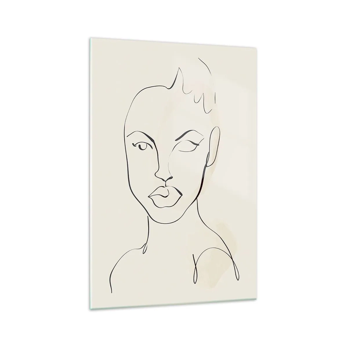 Impression sur verre - Image sur verre - Croquis minimaliste du visage d'une femme - 70x100cm - Esquisse de la sensualité - Décoration murale moderne pour le salon et la chambre ARTTOR
