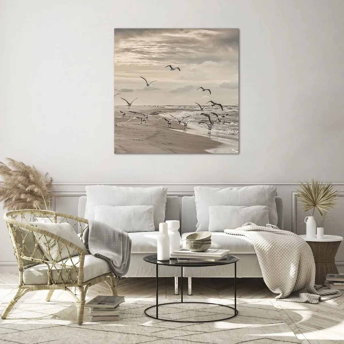 Impression sur verre - Image sur verre - Le bruit de la mer, le chant des oiseaux - 50x50 cm