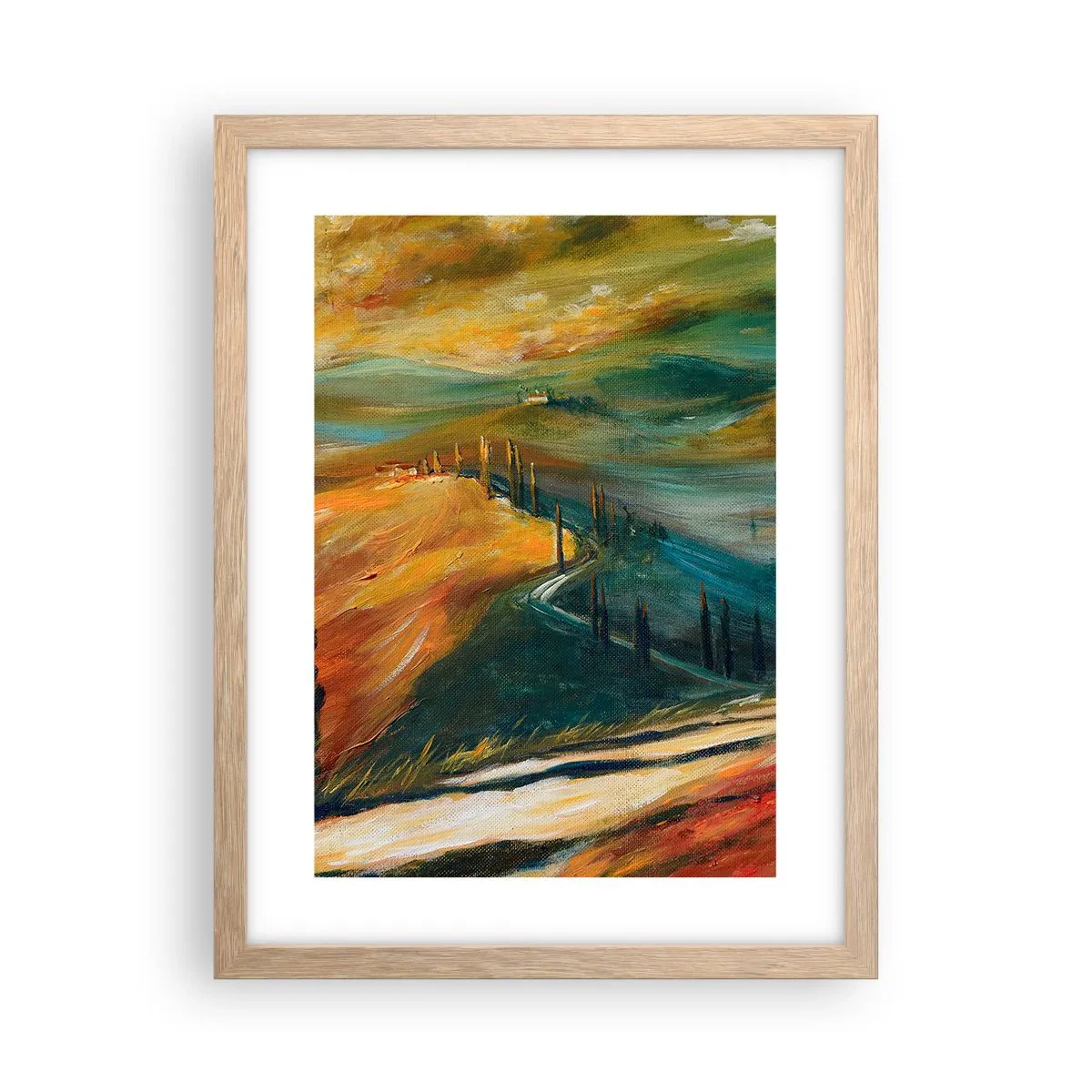 Affiche dans un chêne clair - Poster - paysage toscan - 30x40 cm