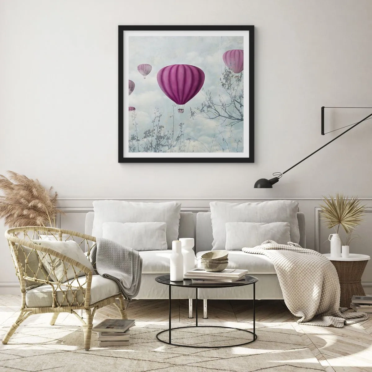 Affiche dans un cadre noir - Poster - Comme des navires dans le ciel - 50x50 cm