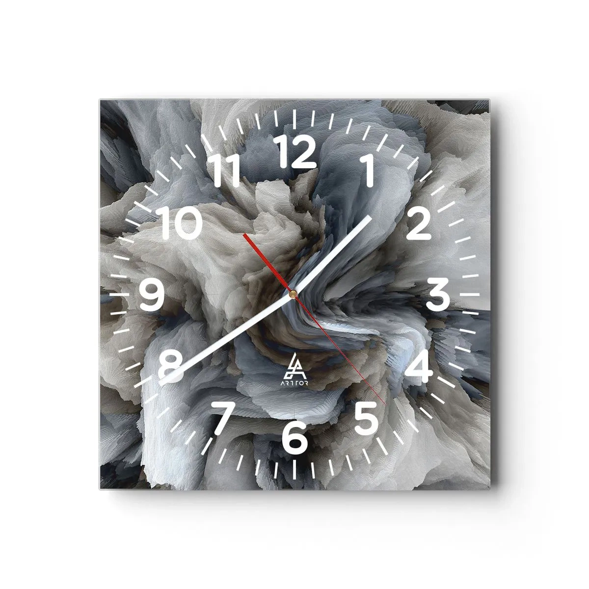 Horloge murale - Pendule murale - Pierre et fleur - 40x40 cm