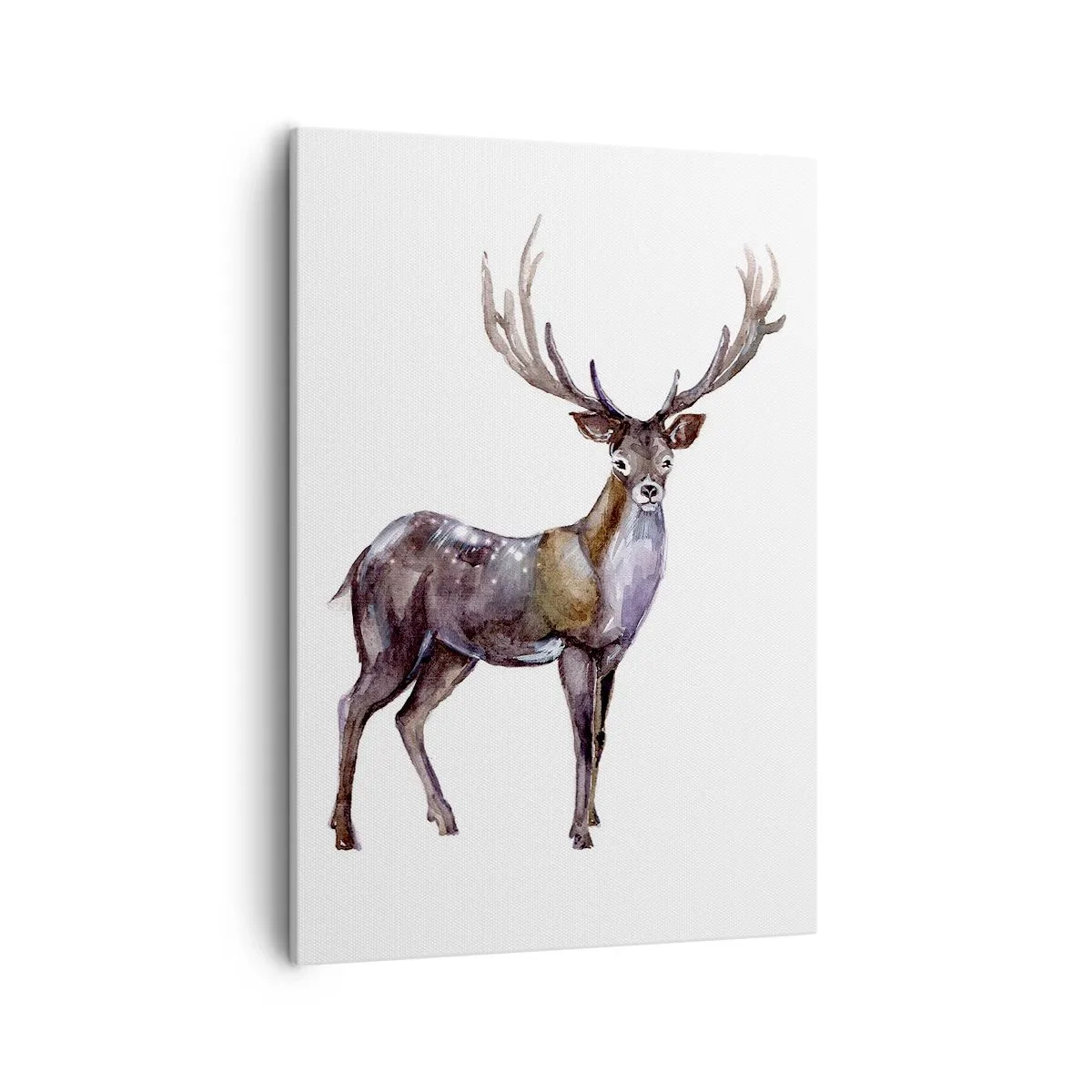 Impression sur toile - Image sur toile - Illustration à l'aquarelle d'un cerf aux bois majestueux - 50x70cm - Roi de la forêt du nord - Décoration murale moderne pour le salon et la chambre ARTTOR