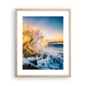 Affiche dans un chêne clair - Poster - S'amuser dans le sable - 40x50 cm