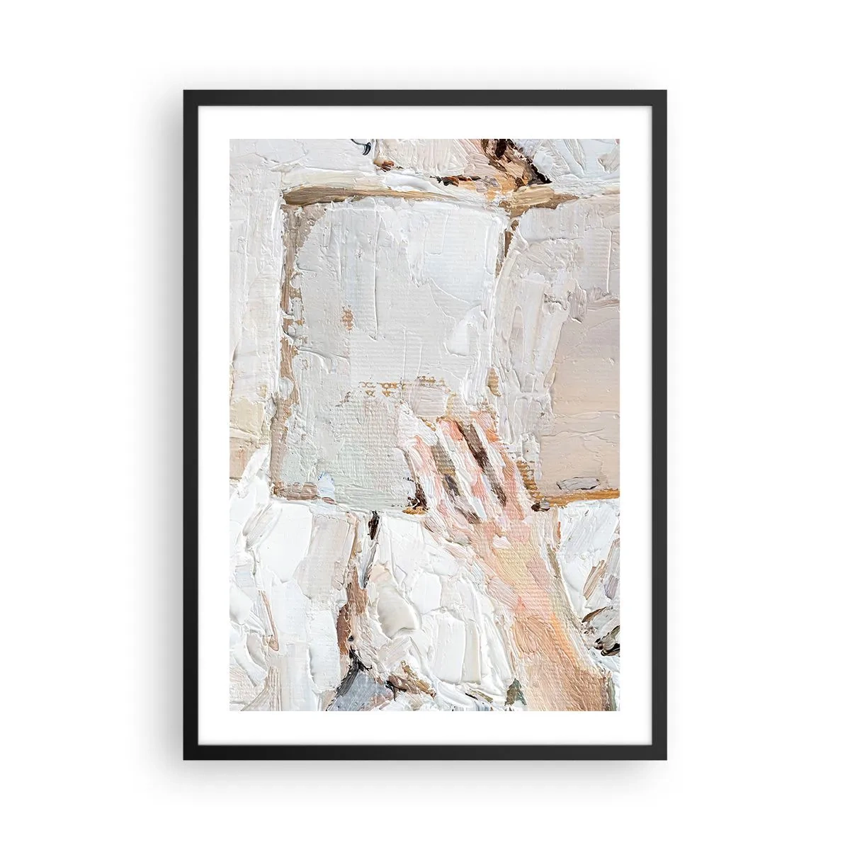 Affiche dans un cadre noir - Poster - Une image texturée d'une main tenant un livre ouvert. - 50x70cm - Dans un autre monde - Décoration murale moderne pour le salon et la chambre ARTTOR