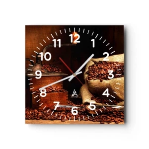 Horloge murale - Pendule murale - Nature morte avec grains de café et moulin - 30x30 cm