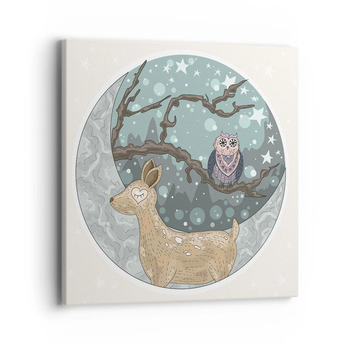 Impression sur toile - Image sur toile - Une nuit de conte de fées en forêt  - 40x40 cm