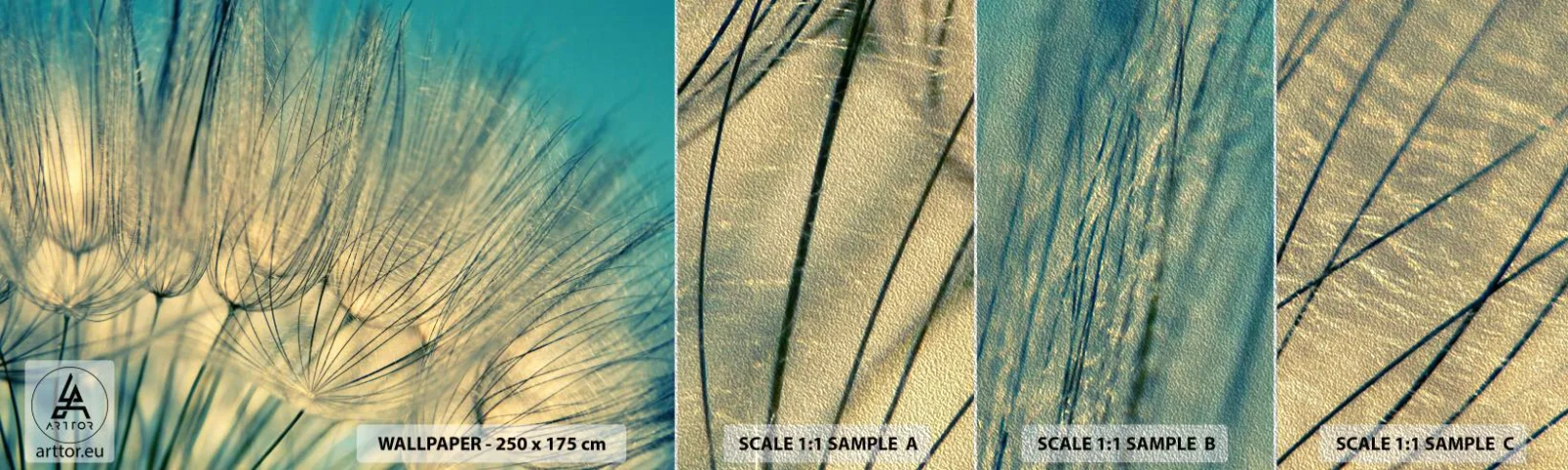 Échantillon de Papier Peint Premium Sand - En attente du vent - Pissenlit, Prairie, Nature - 100x30 cm