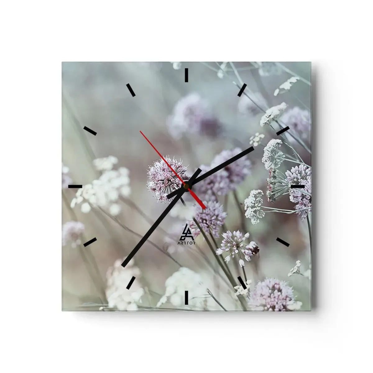 Horloge murale - Pendule murale - Herbes douces en filigrane - 40x40 cm