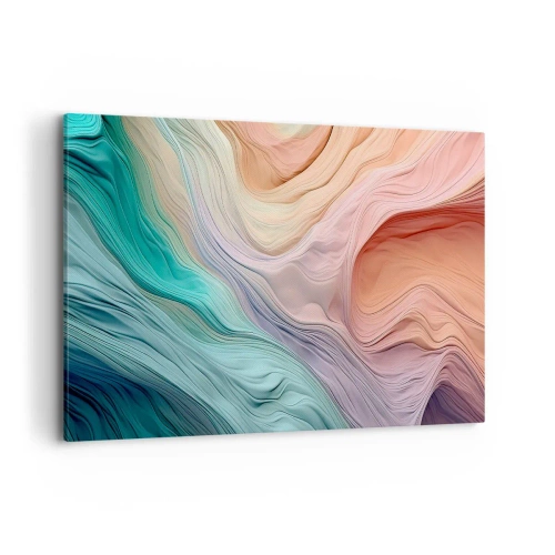 Impression sur toile - Image sur toile - Vagues abstraites aux couleurs pastel et arc-en-ciel - 120x80cm - Vague arc-en-ciel - Décoration murale moderne pour le salon et la chambre ARTTOR
