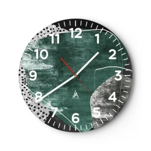 Horloge murale - Pendule murale - Abstraction colorée avec feuille d'or - 40x40 cm