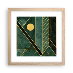 Affiche dans un chêne clair - Poster - Dynamique or et azur - 30x30 cm