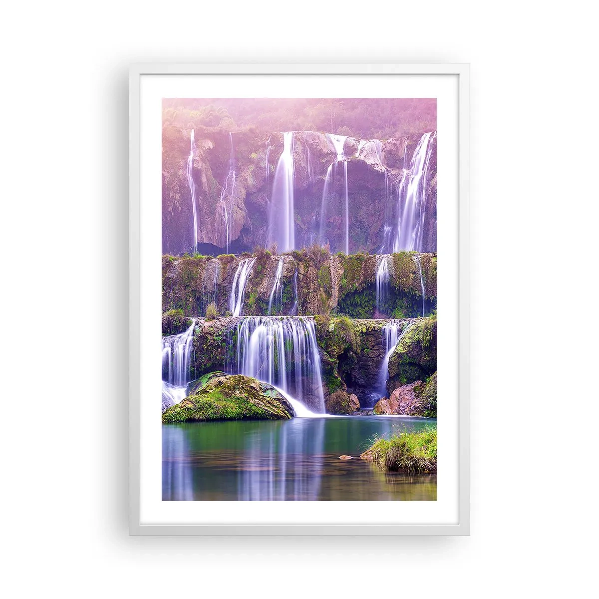 Affiche dans un cadre blanc - Poster - Escalier vers le ciel - 50x70 cm