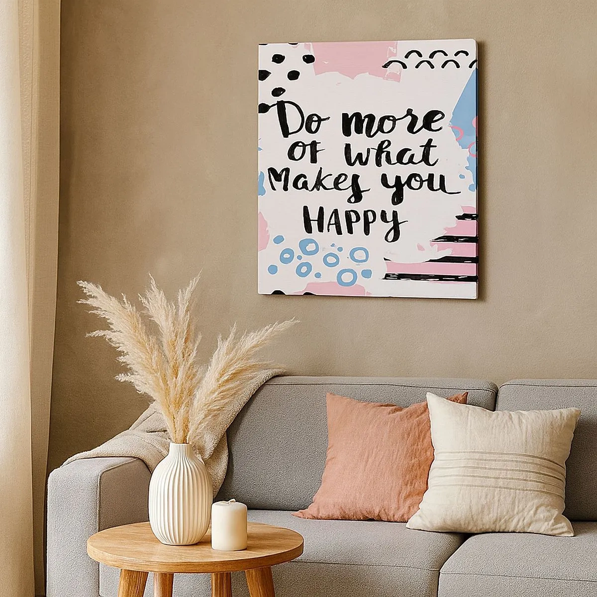 Impression sur toile - Image sur toile - Comment être heureux - 30x30 cm