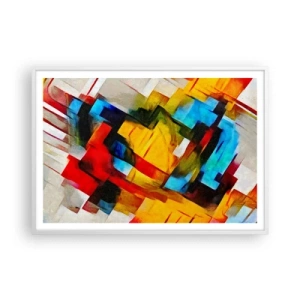 Affiche dans un cadre blanc - Poster - Une superposition multicolore - 100x70 cm