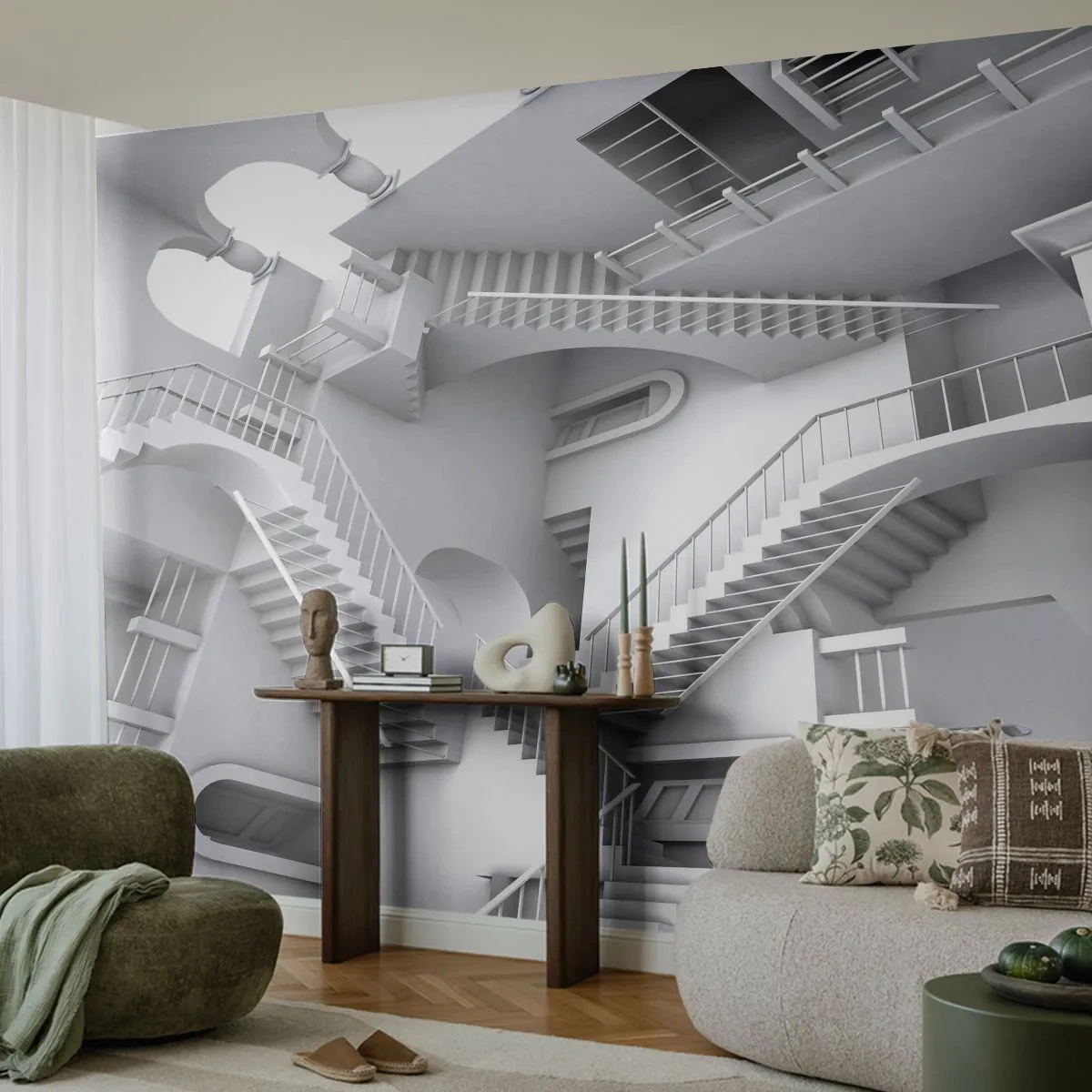 Papier Peint Autocollant Deluxe Sticker - Paradoxes spatiaux - Abstraction, 3D, Architecture - 250x175 cm