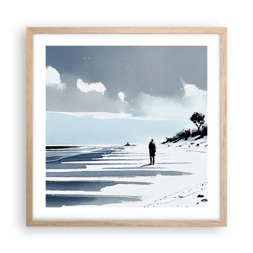 Affiche dans un chêne clair - Poster - Seul à seul - 50x50 cm