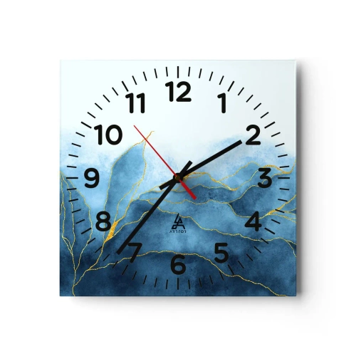 Horloge murale - Pendule murale - Bleu doré - 40x40 cm