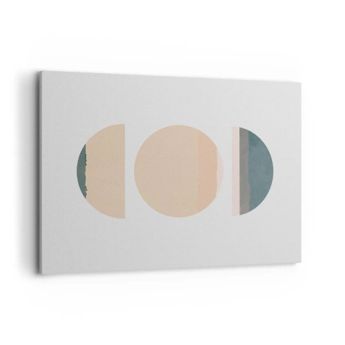 Impression sur toile - Image sur toile - Formes géométriques abstraites aux couleurs pastel - 100x70cm - Cercles après cercles - Décoration murale moderne pour le salon et la chambre ARTTOR
