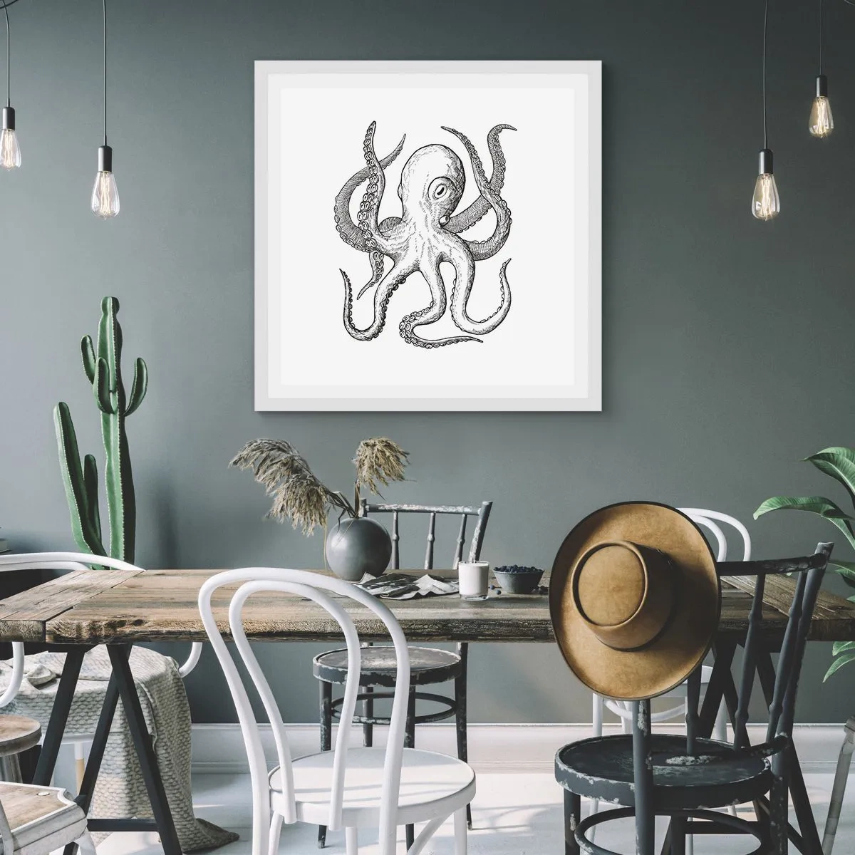 Affiche dans un cadre blanc - Poster - Dansant avec les vagues - 30x30 cm