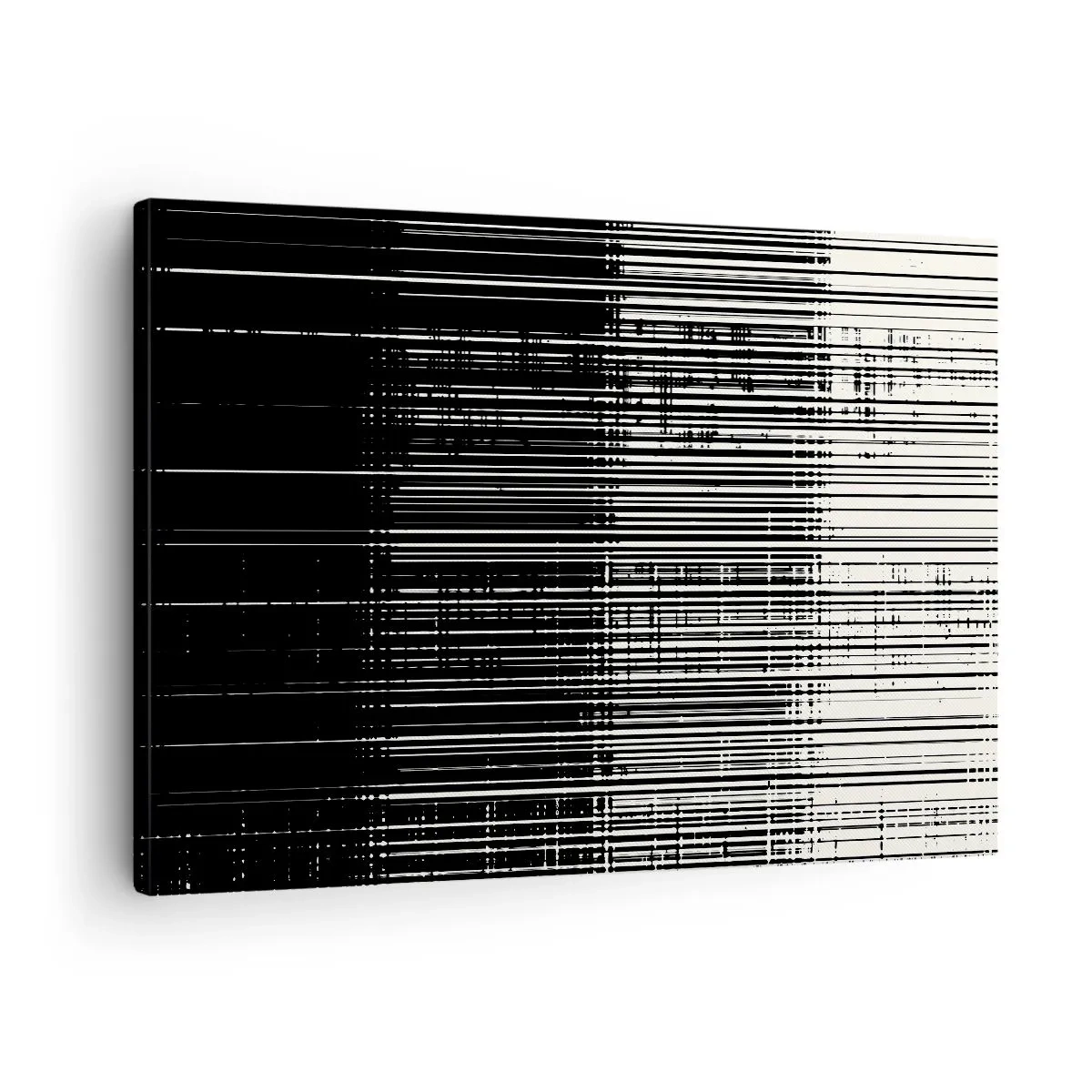 Impression sur toile - Image sur toile - Composition abstraite de lignes en noir et blanc contrastés - 70x50cm - Ondes et vibrations - Décoration murale moderne pour le salon et la chambre ARTTOR