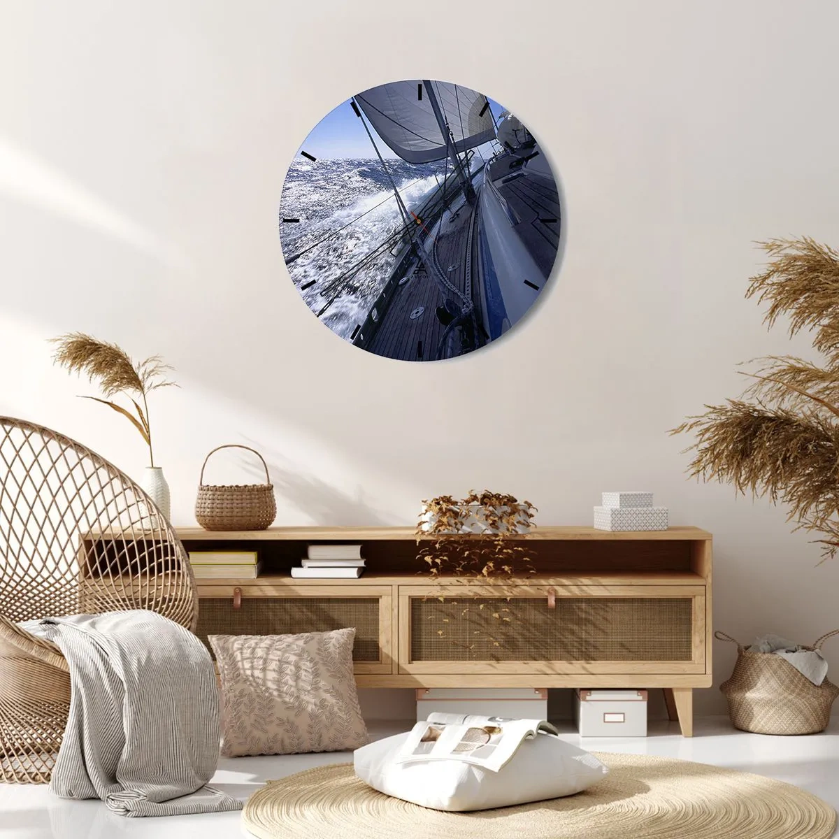 Horloge murale - Pendule murale - Un yacht en pleine mer parmi les vagues - 30x30cm - Je sais ce que c'est d'être un oiseau - Décoration murale moderne pour le salon, la cuisine et la chambre ARTTOR