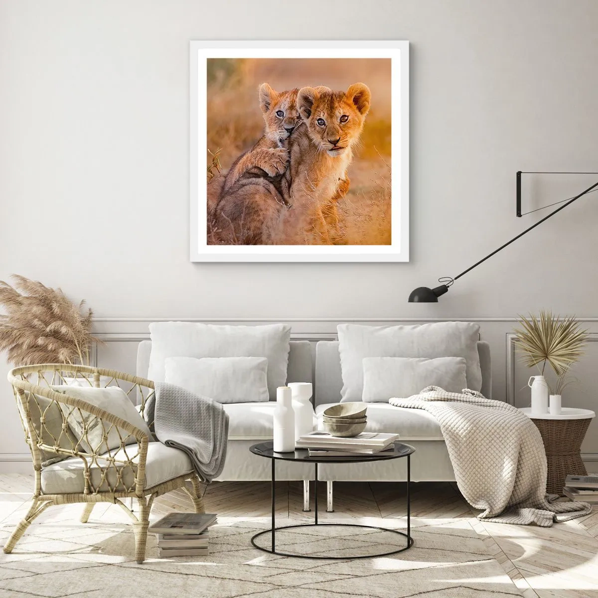 Affiche dans un cadre blanc - Poster - Ne pas déranger! On s'amuse - 30x30 cm