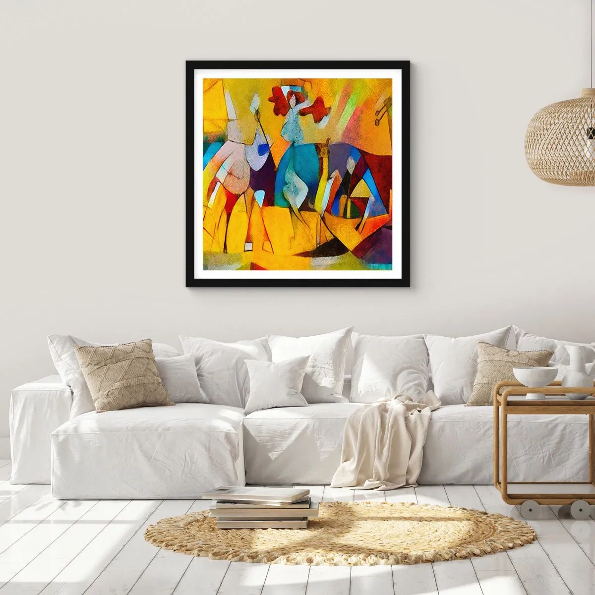 Affiche dans un cadre noir - Poster - Soleil - vie - joie - 40x40 cm