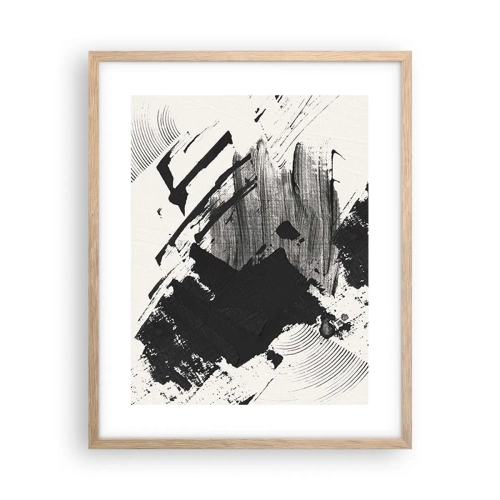 Affiche dans un chêne clair - Poster - Abstraction – expression du noir - 40x50 cm