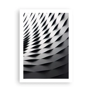 Affiche - Poster - Photographie abstraite d'une structure avec un motif noir et blanc - 50x70cm - A la surface des vagues - Décoration murale moderne pour le salon et la chambre ARTTOR
