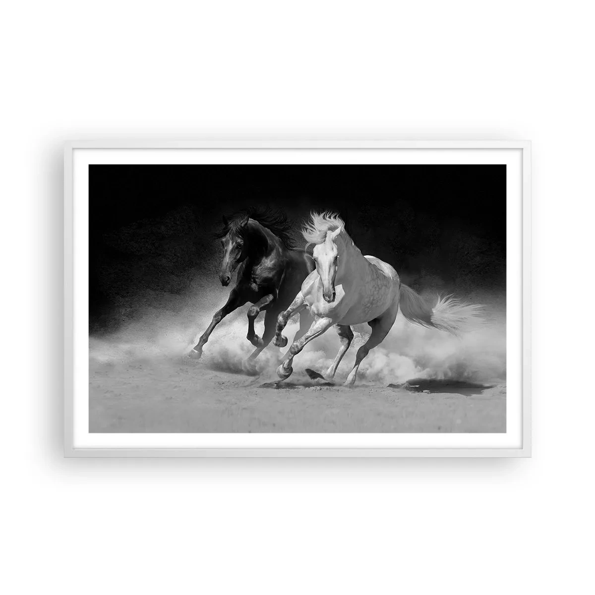 Affiche dans un cadre blanc - Poster - Galop de la liberté - 91x61 cm