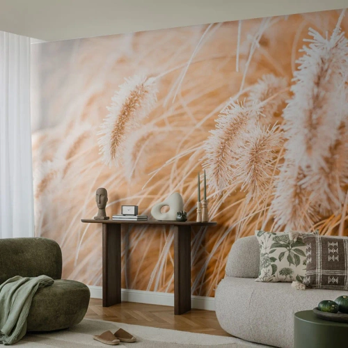 Papier peint sur mesure Premium Canvas - Le bruissement doré de l'herbe - Herbe de la Pampa, Prairie, Nature