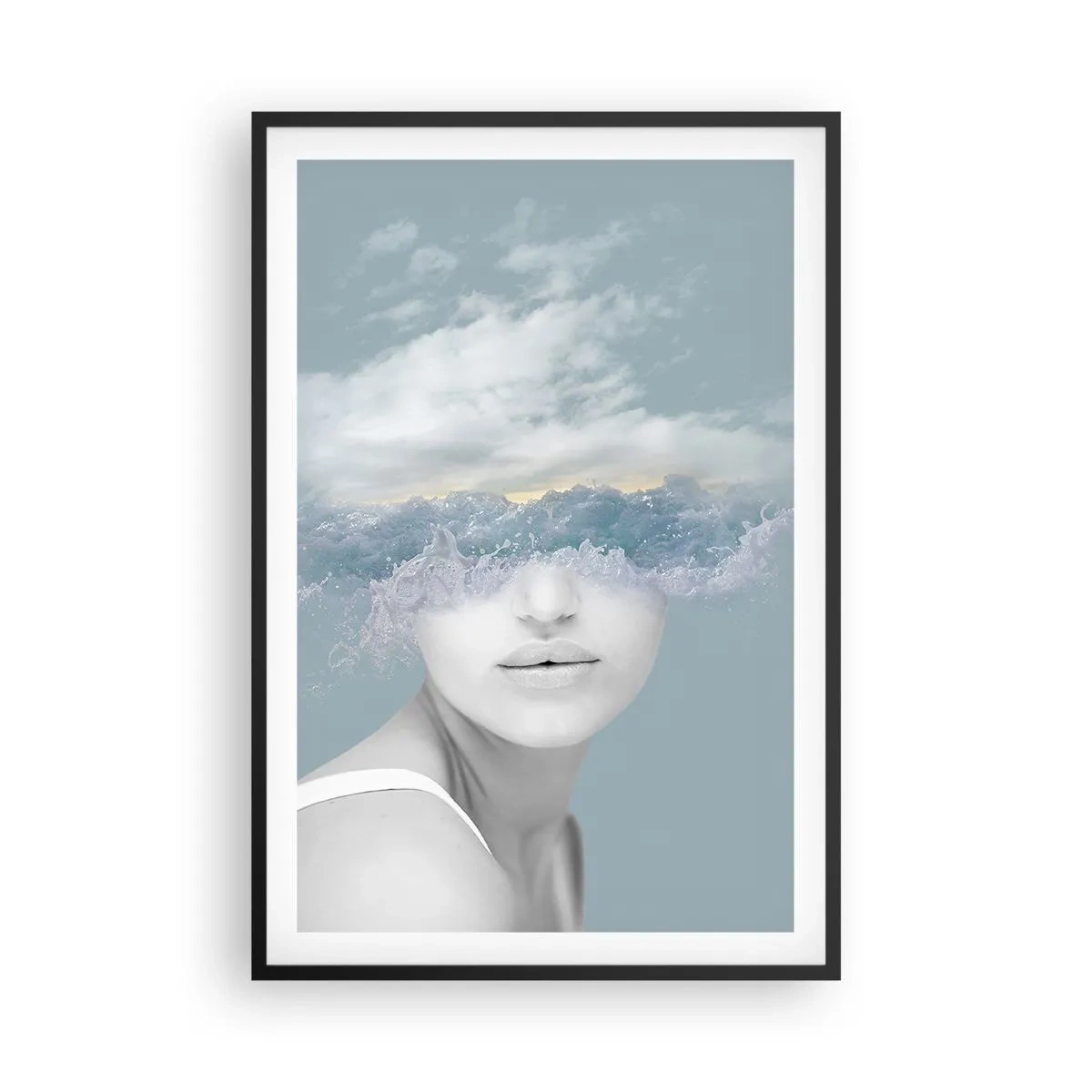 Affiche dans un cadre noir - Poster - La tête dans les nuages - 61x91 cm