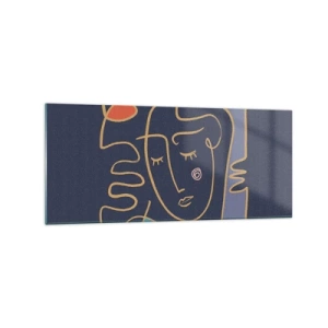 Impression sur verre - Image sur verre - Portrait de visage abstrait dans un style minimaliste - 120x50cm - En réflexion - Décoration murale moderne pour le salon et la chambre ARTTOR