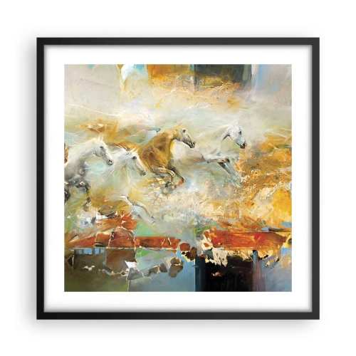 Affiche dans un cadre noir - Poster - Au galop vers la lumière - 50x50 cm