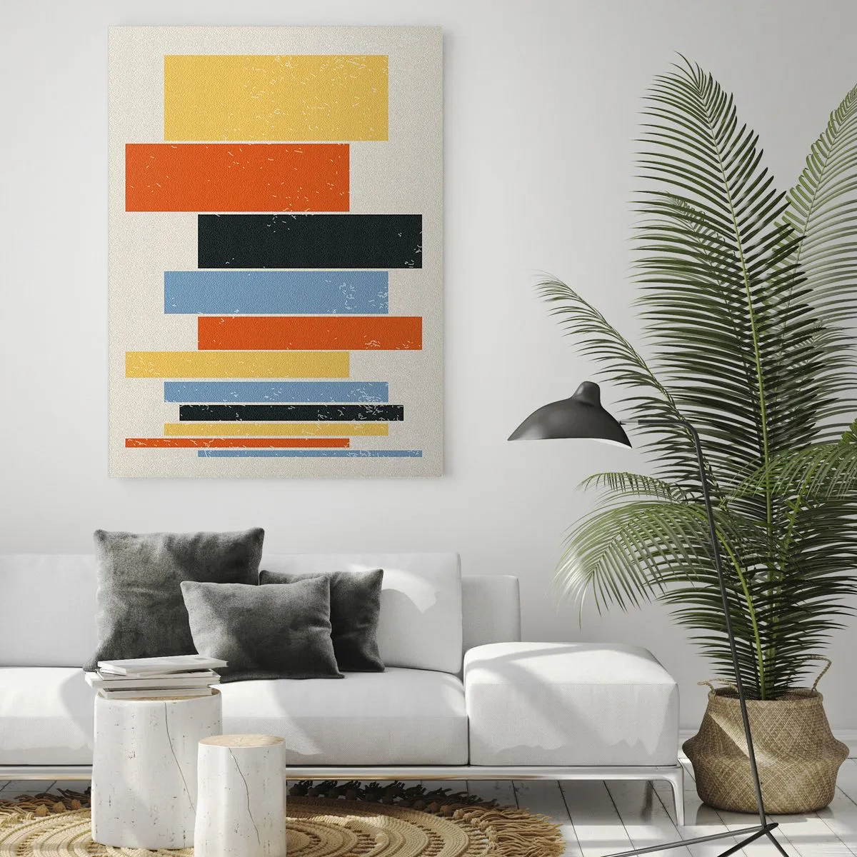 Impression sur verre - Image sur verre - Des rectangles colorés dans un arrangement moderne - 70x100cm - Notation musicale - Décoration murale moderne pour le salon et la chambre ARTTOR