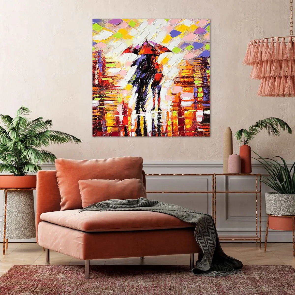 Impression sur toile - Image sur toile - Ensemble à travers la nuit et la pluie - 30x30 cm