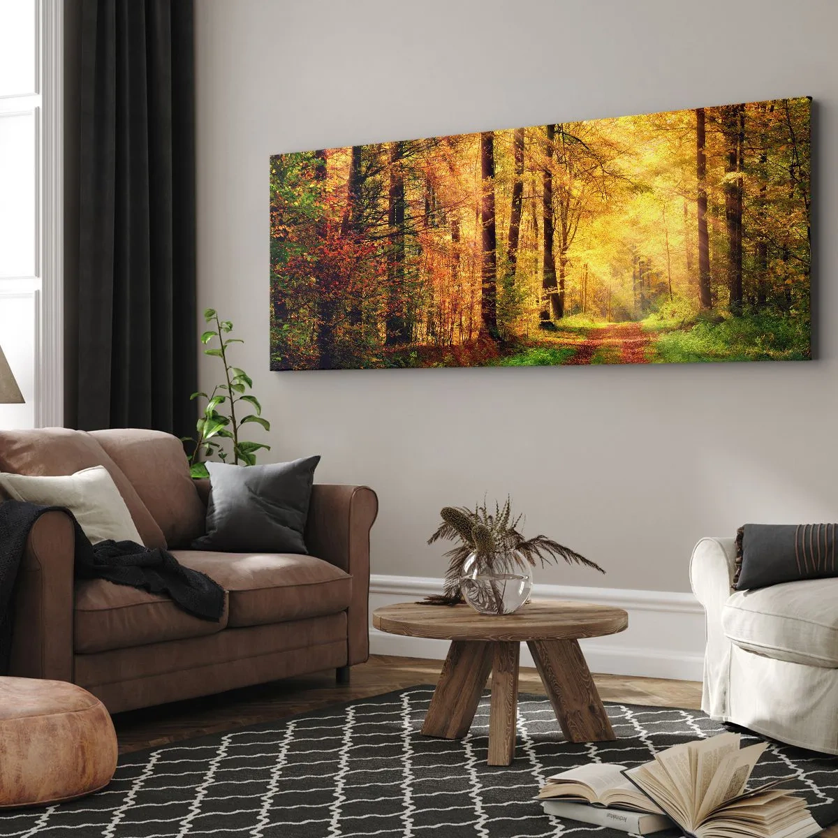 Impression sur toile - Image sur toile - Silence d'or en forêt - 90x30 cm