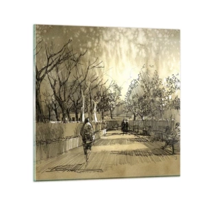 Impression sur verre - Image sur verre - Un moment arrêté avec une plume - 40x40 cm