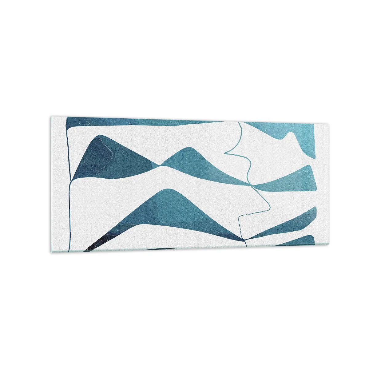 Impression sur verre - Image sur verre - Formes abstraites dans des tons de bleu sur fond blanc - 120x50cm - Abstraction : composé turquoise - Décoration murale moderne pour le salon et la chambre ARTTOR