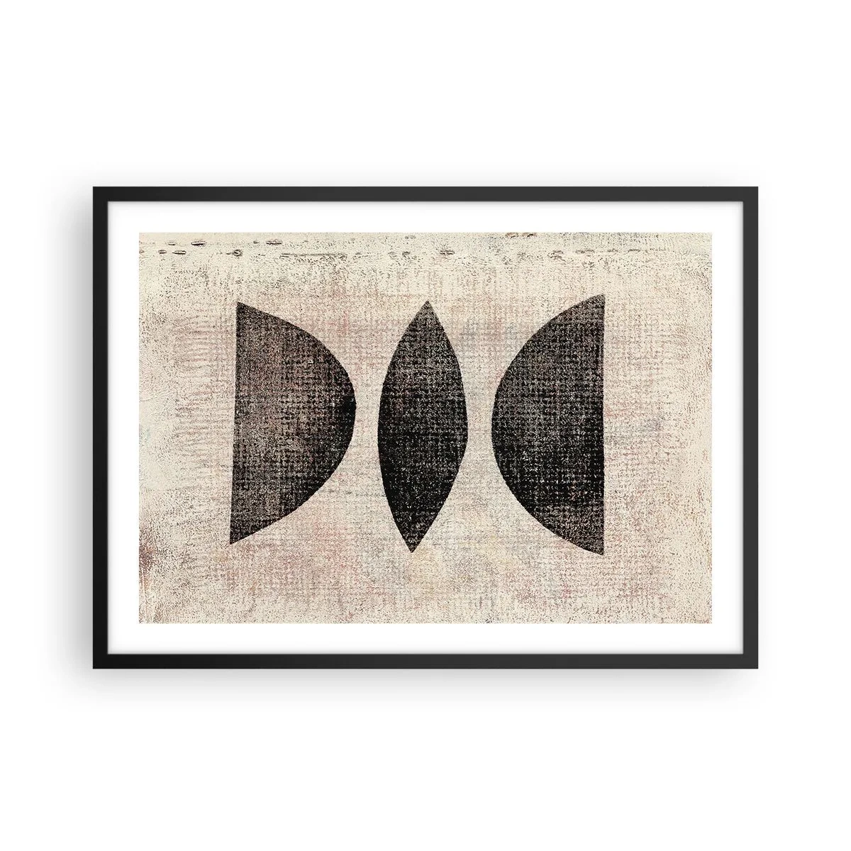 Affiche dans un cadre noir - Poster - Formes ethniques aux tons sombres sur fond clair - 70x50cm - Abstraction ethnique - Décoration murale moderne pour le salon et la chambre ARTTOR